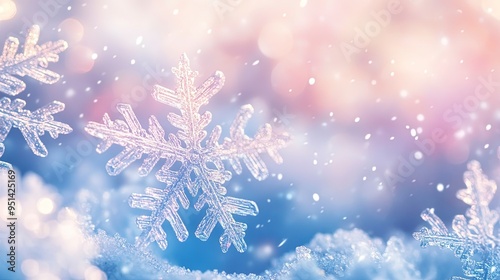 snowing and snowflake Serenade background illustration Snowfall Serenade, Delicate Snowflakes on Blurred Winter Background.