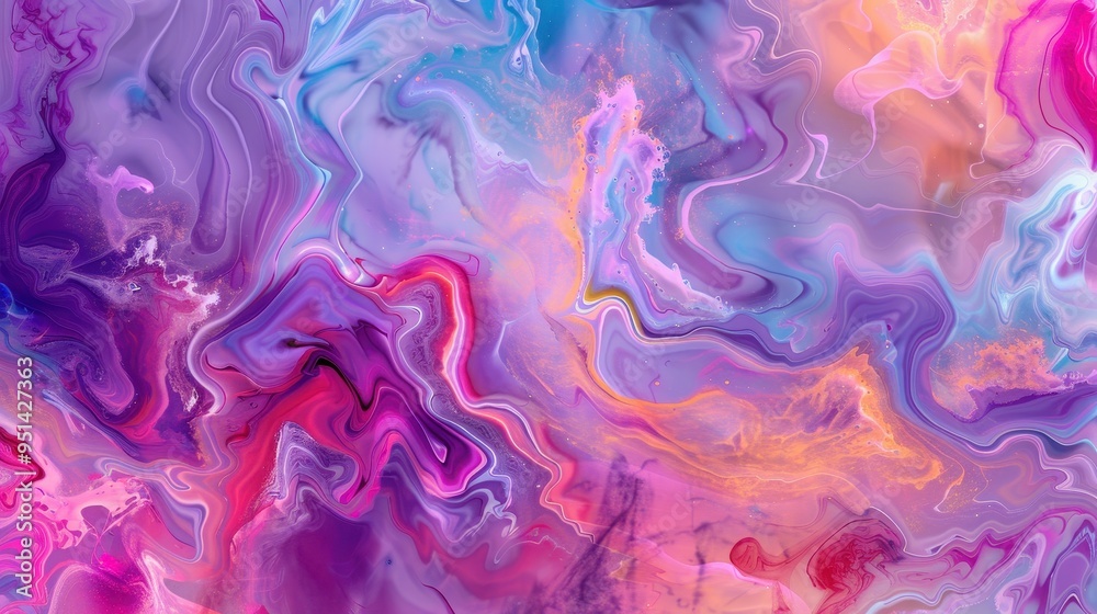 Obraz premium Vibrant Swirls of Color, a dynamic digital painting showcasing a mesmerizing blend of abstract fluid art, featuring flowing patterns and rich textures that captivate the senses