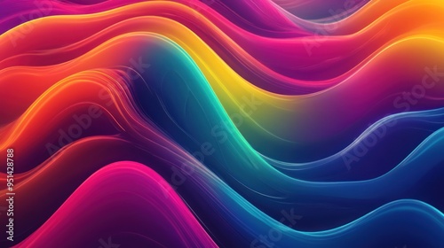 Wallpaper Mural Abstract Colorful Waves in a Digital Art Torontodigital.ca