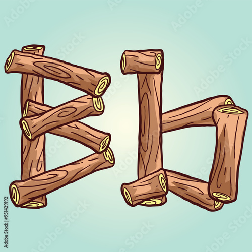 Wood Log Stump Letter B photo