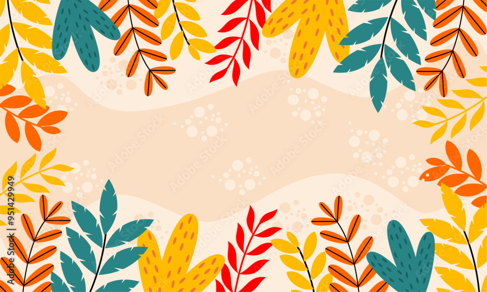 Fototapeta premium Flat abstract floral leaves background
