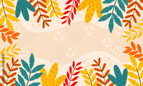 Wallpaper Mural Flat abstract floral leaves background Torontodigital.ca