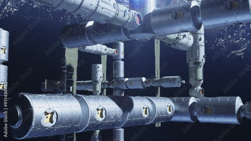 a large space station with residential modules in orbit of an inhabited planet, a concept for exploring space and distant planets a large space station with residential modules in orbit of an inhabited planet, a concept for exploring space and distant planets