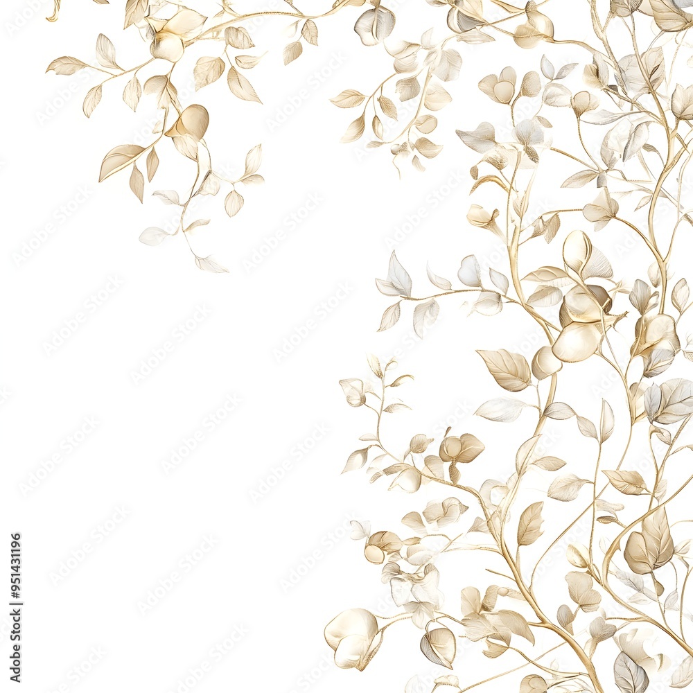 Ornate Botanical Wedding Venue Banner with Gilded Typography on White Background