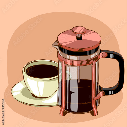 elegant french coffee maker making coffee