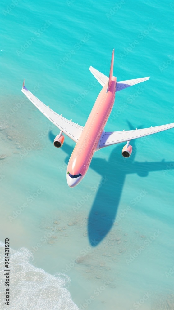 Fototapeta premium Beach airplane aircraft airliner.