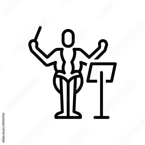 Black line icon for orchestra conductor