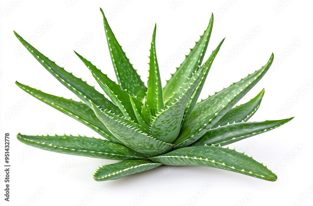 Single Aloe vera plant on a white background Single Aloe vera plant on a white background