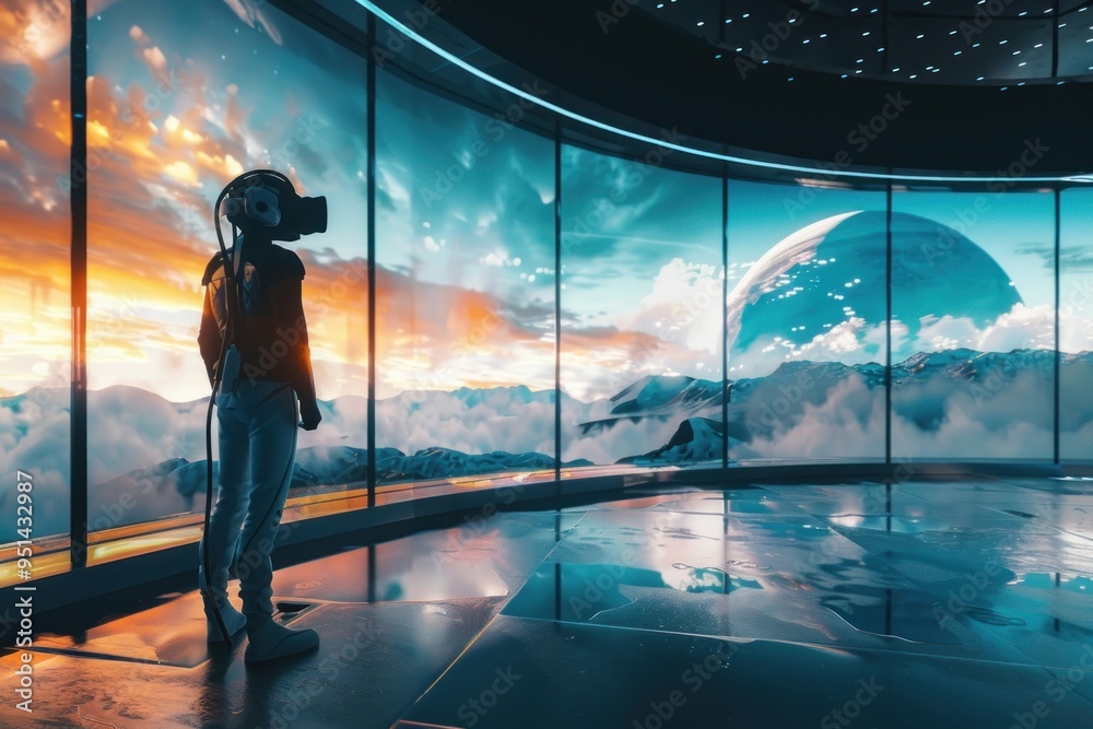 Fototapeta premium Virtual reality futuristic space exploration