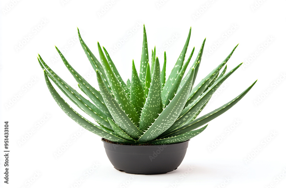 Single Aloe vera plant on a white background Single Aloe vera plant on a white background