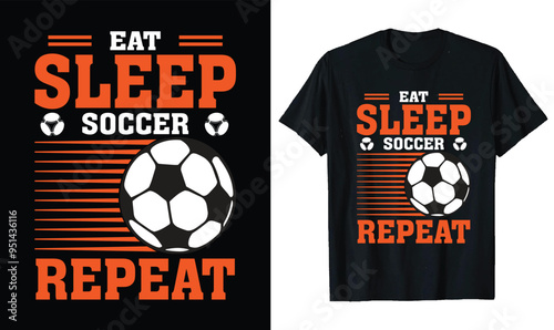 Eat Sleep Soccer Repeat Vintage T-shirt Design
