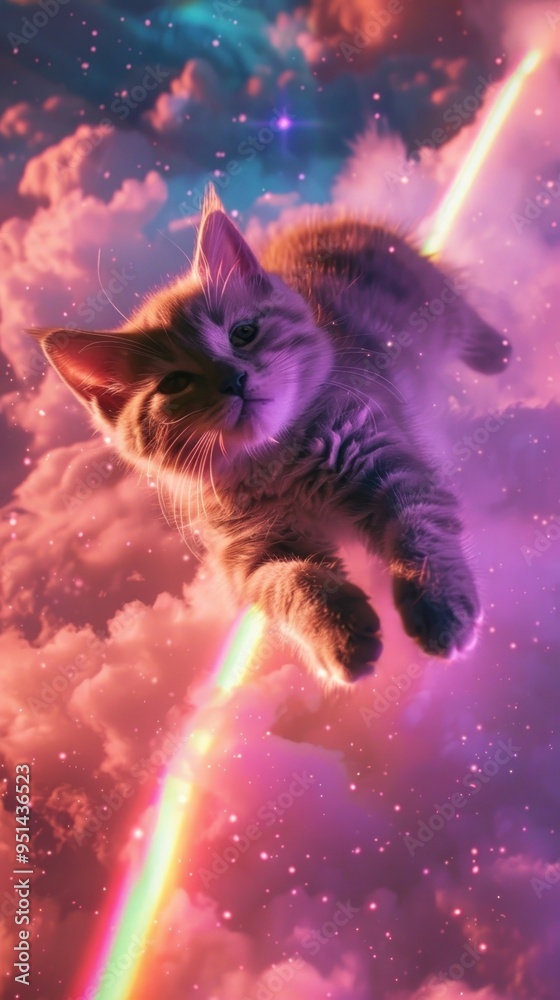 Fototapeta premium Aesthetic wallpaper light cat sky.
