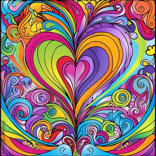 Abstract Heart with Swirls and Colors.