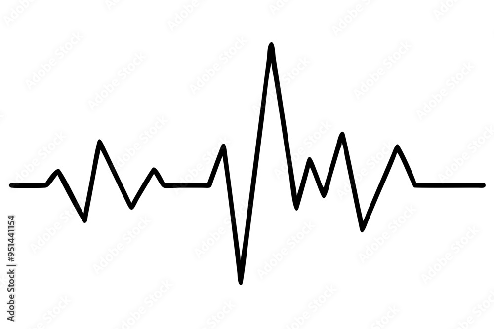 Line Drawing Beat Heart beat one line. Continuous lines heart beats drawing. Wave pulse ...