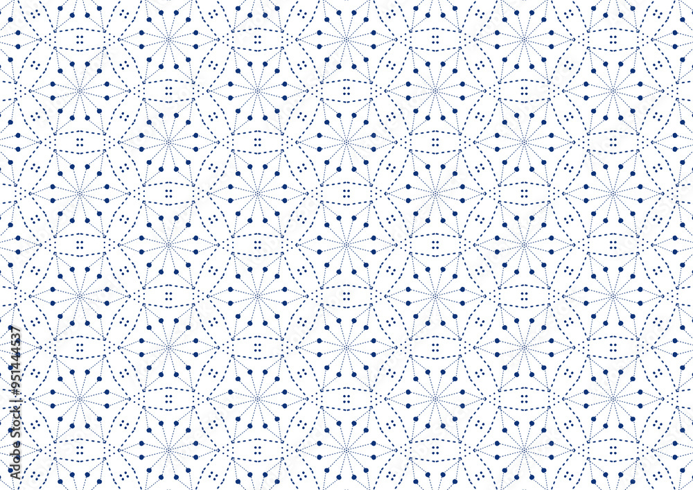 Fototapeta premium white and blue background abstract doodle art pattern seamless pattern with circles
