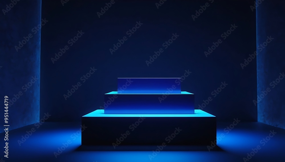 Obraz premium big sale podium light effect design Bright neon Sale sign on round pedestal or platform