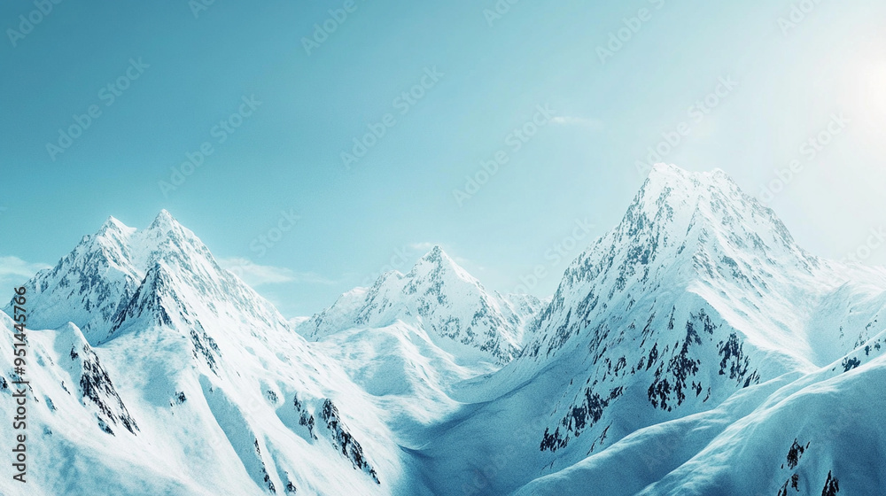 Obraz premium Snow-covered mountains with a clear blue sky