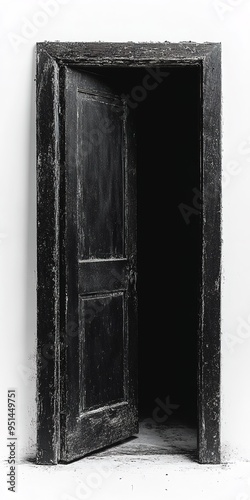 Mysterious Open Doorway: A darkly evocative image of an old, slightly ajar door leading into shadow. The texture and darkness create a sense of mystery and intrigue.
