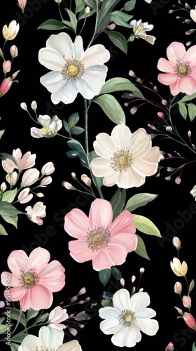 Spring flowers pattern backgrounds blossom.