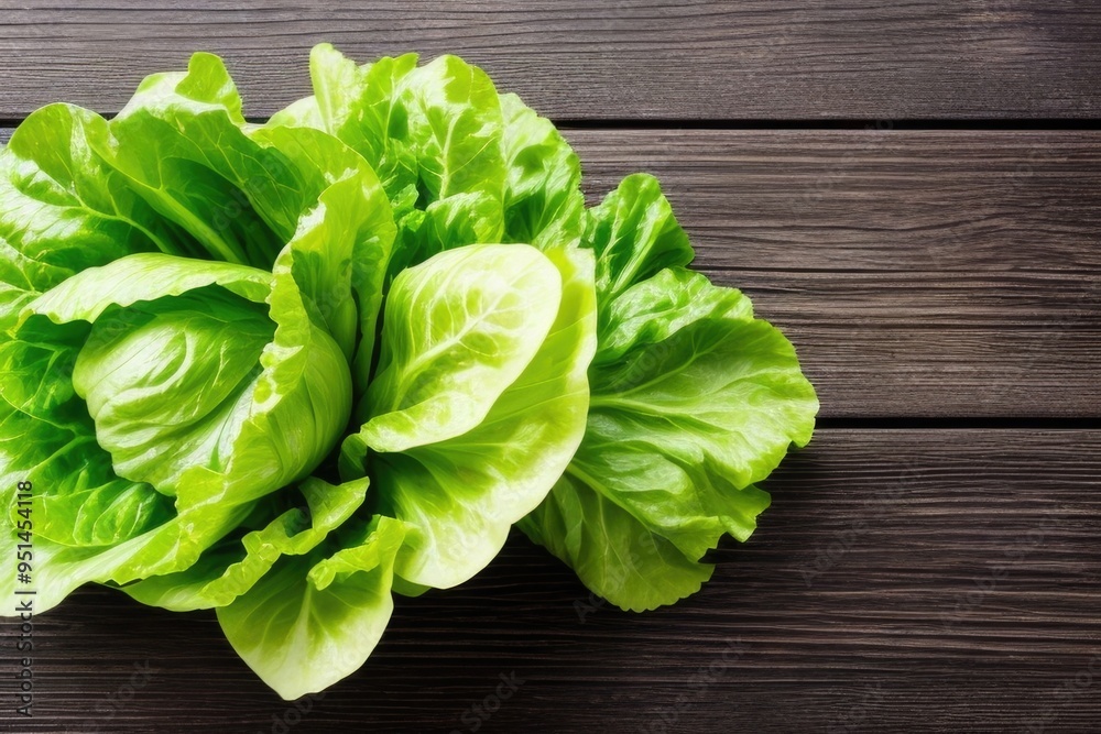Flat lay lettuce over a wooden background Flat lay lettuce over a wooden background