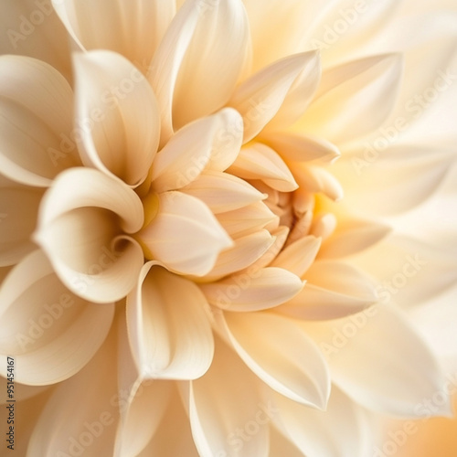 Light and airy close-up photo of a cream coloured dahlia