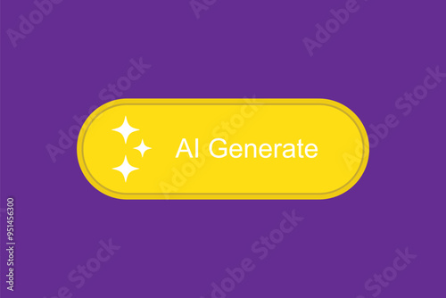 AI generated button for artificial intelligence generate app. Artificial intelligence generate button for web application or AI generation online tool UI