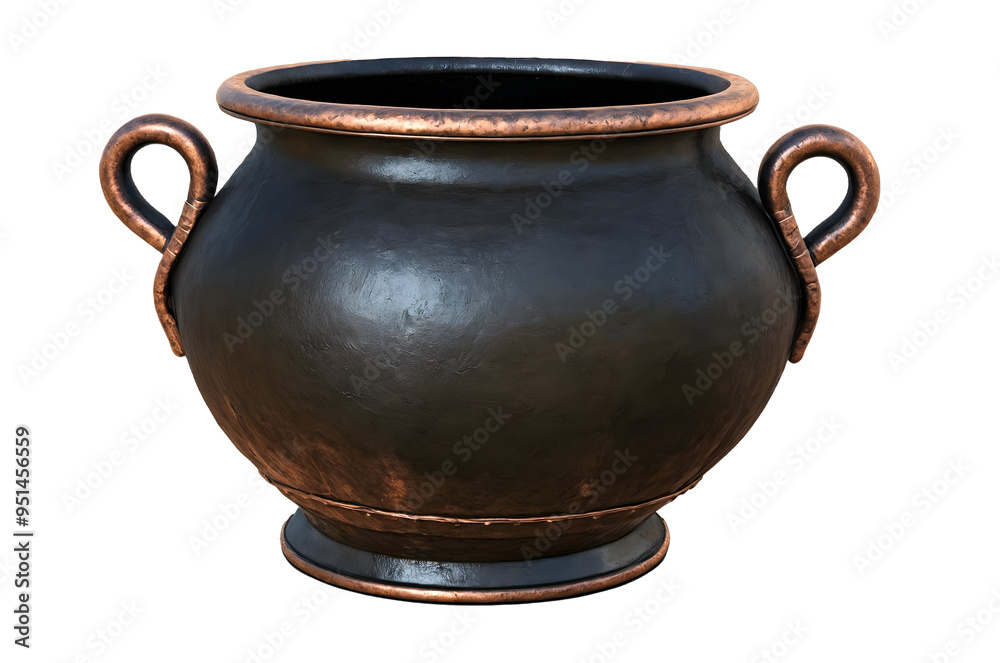 Antique Black Pot with Two Handles, Isolated on Transparent Background Antique Black Pot with Two Handles, Isolated on Transparent Background