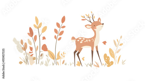 simple cartoon depiction of nature, for use in childrens book, neutral tones, on a white background,