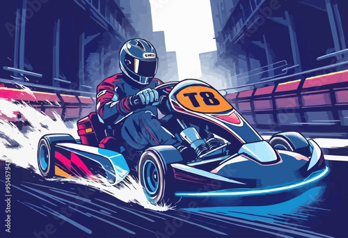 Go-Kart Racing vector illustration. Adobe Illustrator Artwork