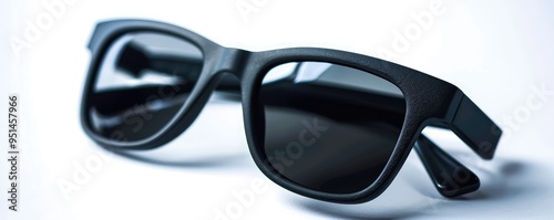 Classic black sunglasses with reflection on the lenses.