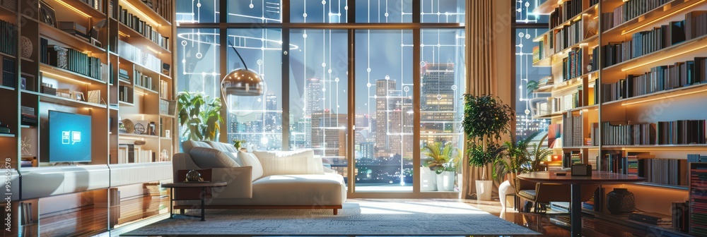 Modern Living Room with City View Modern Living Room with City View