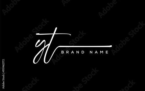 YT letter beauty handwriting vector logo.