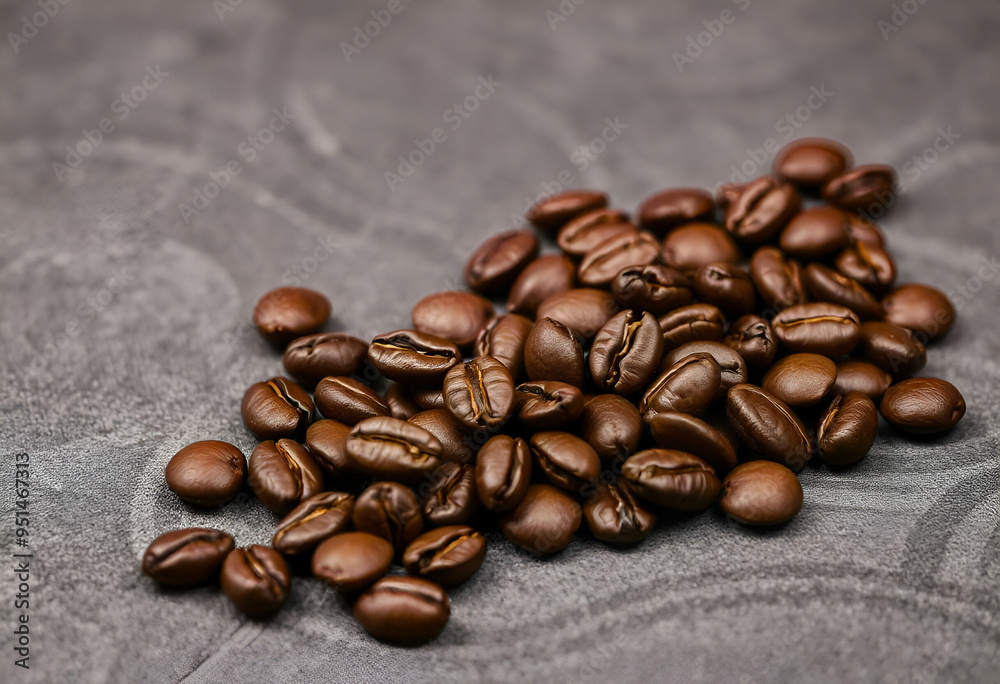Roasted coffee beans on a textured background Roasted coffee beans on a textured background