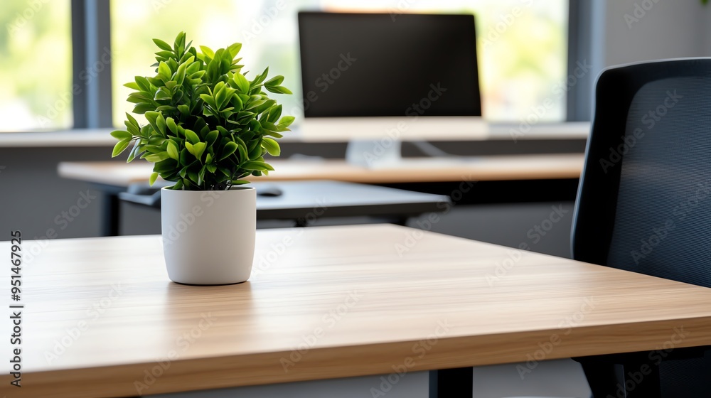 Office with ergonomic workstations, focus on wellbeing and productivity, modern and stylish Office with ergonomic workstations, focus on wellbeing and productivity, modern and stylish
