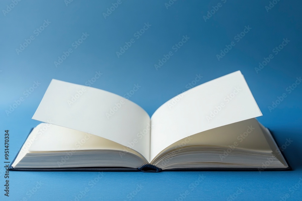 Fototapeta premium a open White Notebook with Blue Background with generative ai