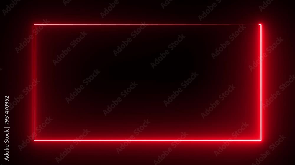 Red color Rectangle glowing neon frame background animation, Glowing neon rectangle border frame in the shape rectangle. Neon abstract red color rectangle shape line animation.
