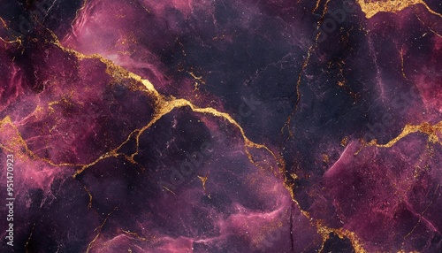 Seamless marble pattern in rich burgundy with gold veins, [Abstract Background Marble], [Regal and bold]