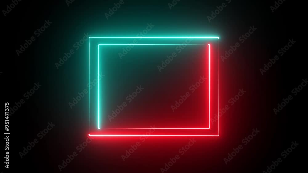 Light glowing red and cyan neon shape animation in retro style Seamless background. Colorful laser show seamless loop 4K border. Neon rectangle glowing frame background Light glowing red and cyan neon shape animation in retro style Seamless background. Colorful laser show seamless loop 4K border. Neon rectangle glowing frame background