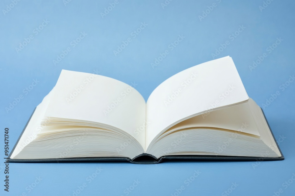 Fototapeta premium a open White Notebook with Blue Background with generative ai