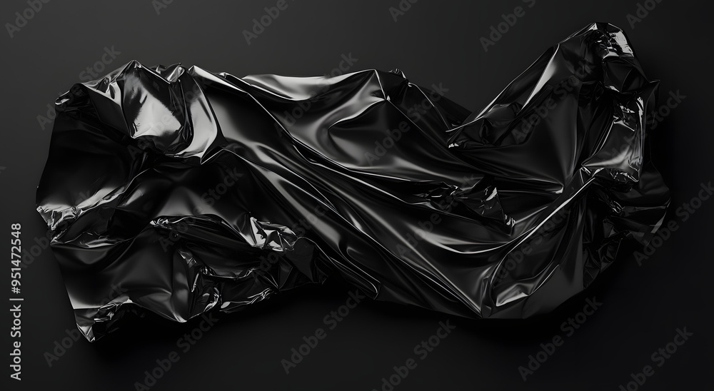 Black Background with Dark Crumpled Plastic Film Material Creating a Deeply Textured and Moody Aesthetic, Perfect for Abstract Art, Experimental Design, and Textural Studies that Emphasize the Intrica Black Background with Dark Crumpled Plastic Film Material Creating a Deeply Textured and Moody Aesthetic, Perfect for Abstract Art, Experimental Design, and Textural Studies that Emphasize the Intrica