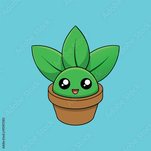 cartoon drawing of a pot with a plant on it