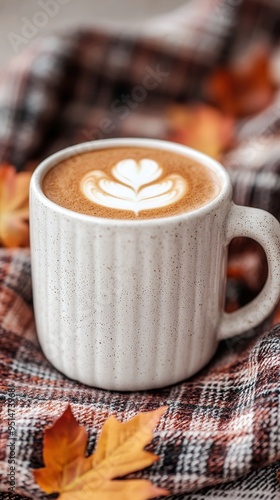 Cozy Autumn Coffee with Latte Art.