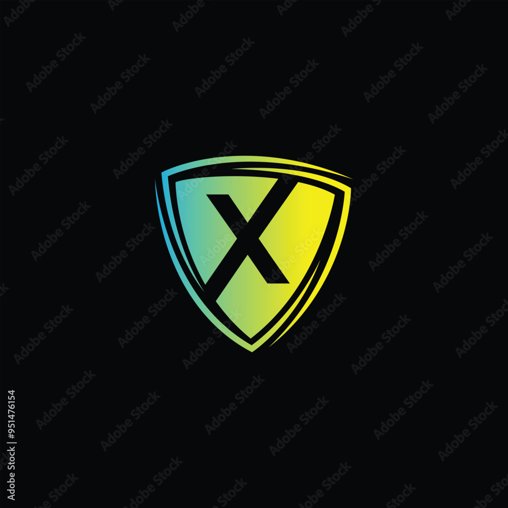 Letter X shield logo design, X with Shield icon Letter X shield logo design, X with Shield icon