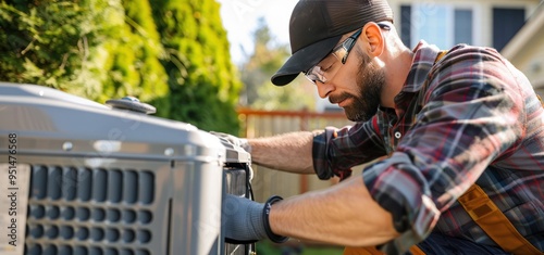 HVAC Technician Working on Air Conditioner