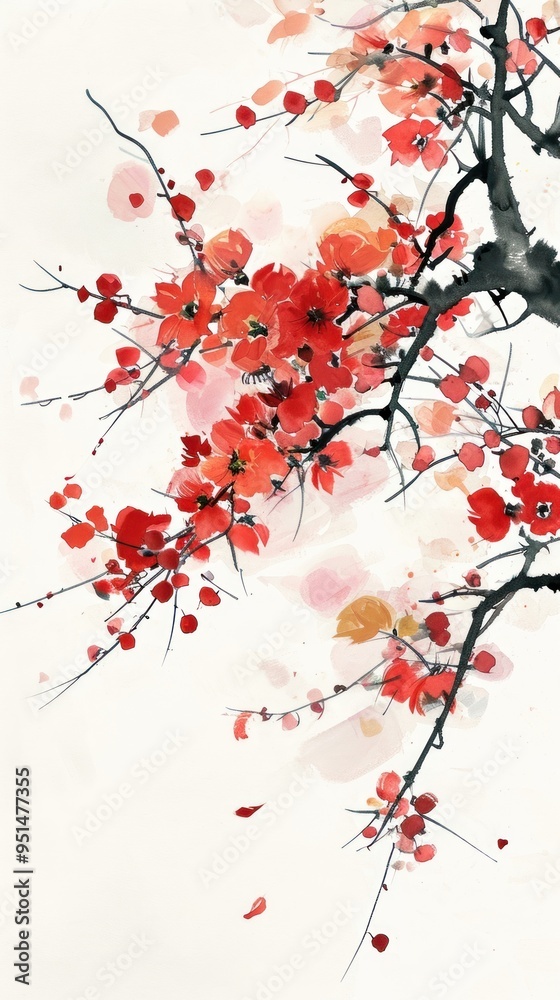 Fototapeta premium Painting outdoors blossom autumn.