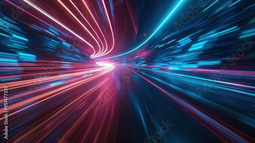 Abstract Neon Tunnel of Light