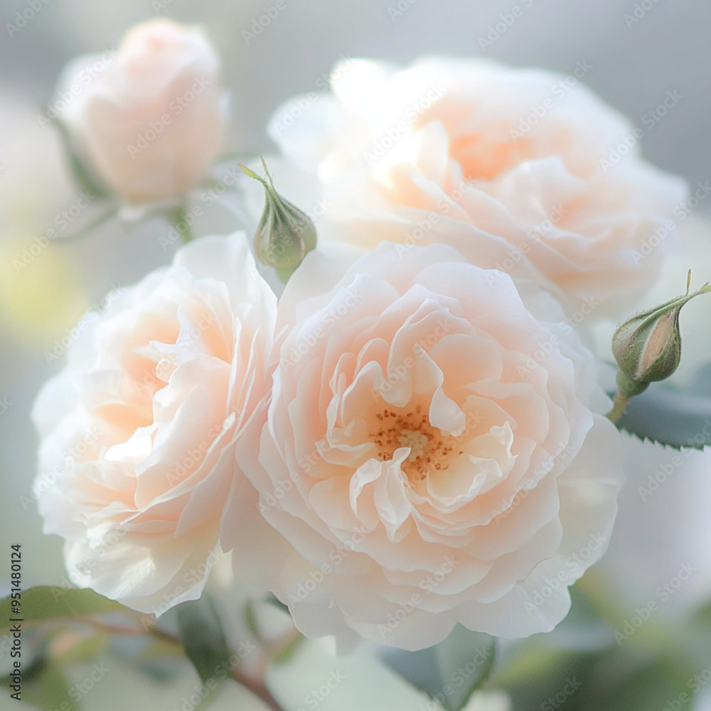 Light and airy close-up of a pale pink coloured English rose Light and airy close-up of a pale pink coloured English rose