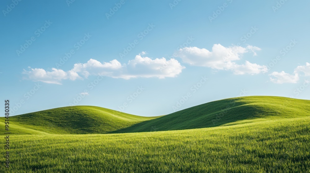 Obraz premium landscape of rolling hills covered in dense green grass, 