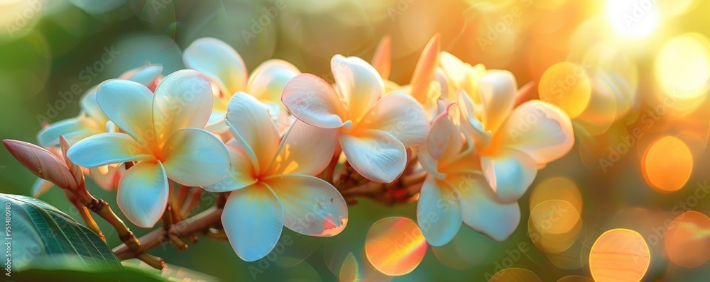 Plumeria flower on bokeh nature background. ai generated Plumeria flower on bokeh nature background. ai generated