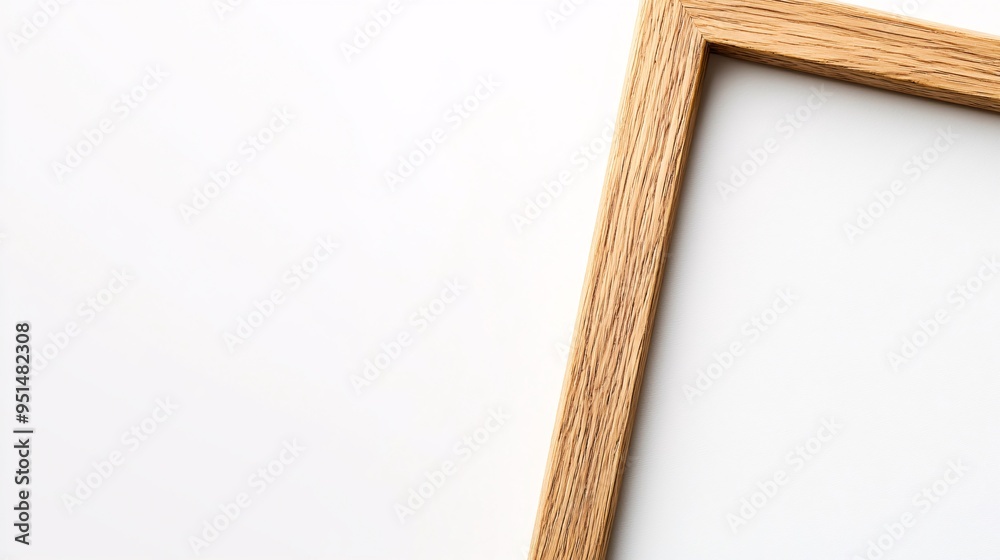 Naklejka premium Wooden picture frame with blank canvas on white background